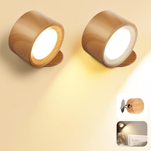 LED Wall Mounted Lamps, Battery Operated Rechargeable Wall Lights, 3CCT & Dimmable,