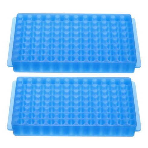 PATIKIL 2 Pcs 96 Wells Tube Rack, Double Panel Centrifuge Tube Holder for 0.2/0.5/1.5/2ml Microcentrifuge Tubes, Blue