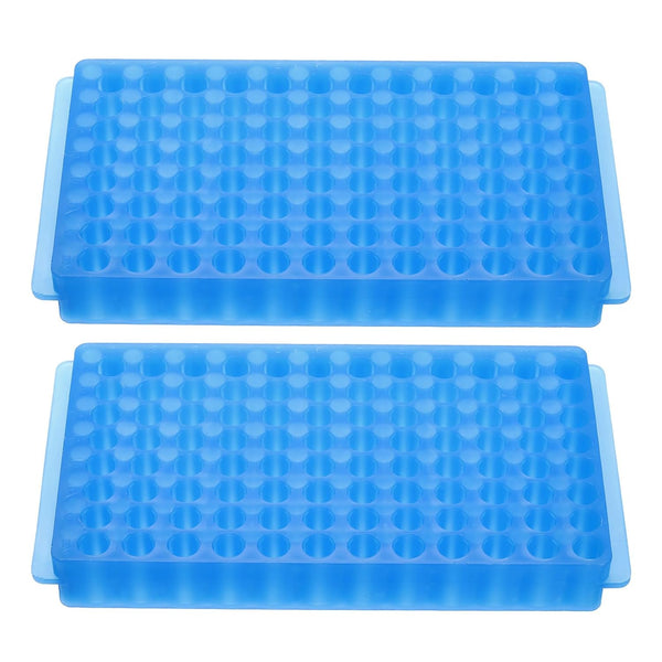 PATIKIL 2 Pcs 96 Wells Tube Rack, Double Panel Centrifuge Tube Holder for 0.2/0.5/1.5/2ml Microcentrifuge Tubes, Blue