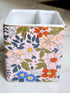 Ceramic Pen Pencil Holder, Makeup Brush Organizer with 2 Compartments, Floral Multi-functional Storage Caddy, Pink