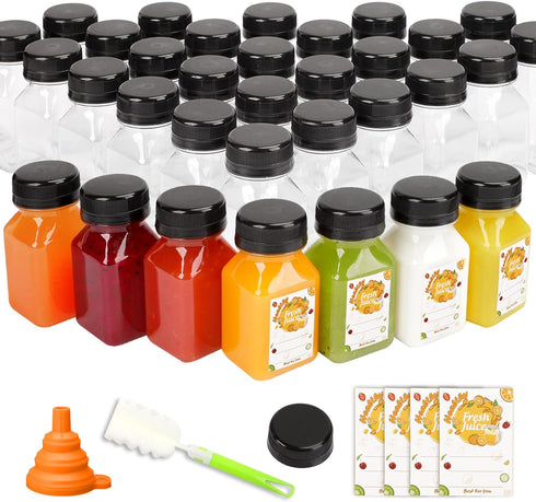 TOMNK 45pcs Juice Bottles with Caps, 4oz Plastic Containers with Lids Empty