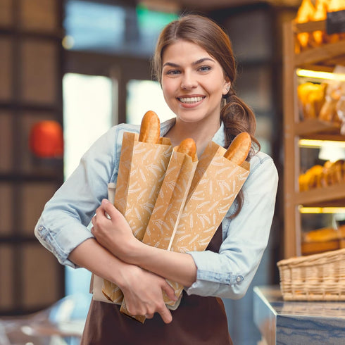 100 4.5" 2.5" 16" Packaging Pcs French Bread Paper Bags x x Long French Loaf Bags Bulk for Christmas Xmas Homemade