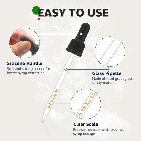 Glass Dropper Pipettes Compatible with SodaStream Bubly Bubbly Drops Flavors (Black, 6Pcs)