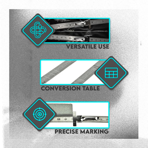 Set Set 2 925PSR-2 SE Stainless Steel SAE Metric Ruler - Stainless Steel Precision Ruler Measuring Tool - Detachable