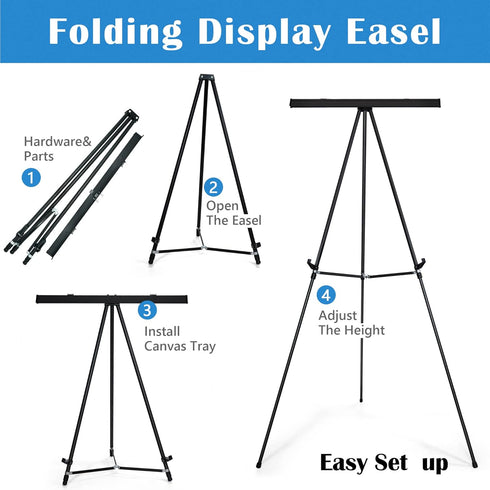 Falling in Art Aluminum Flip Chart Display Easel Stand, Adjustable Floor for Boardroom, 63 1/2'' High, Black