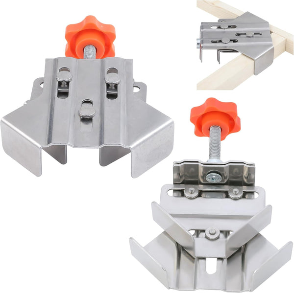 Stainless Steel Corner Clamps, 90 Degree Right Angle Clamp for Woodworking, Portable & Adjustable for DIY Making (Open,