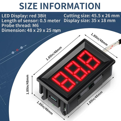 2 Pieces -30-800 Degree Centigrade Digital Temperature Meter with K-Type Thermocouple