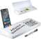Desktop Whiteboard, Glass Dry Erase White Board, Desk Computer Buddy with Phone & Tablet Slot, Includes 4 Markers, 1