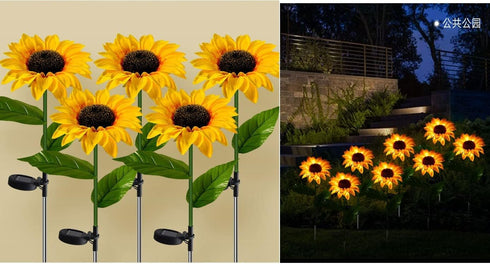 SLXTOU Led Solar Sunflower Flower Light, Outdoor Garden Garden Decoration Light, Lawn Plug-in Light