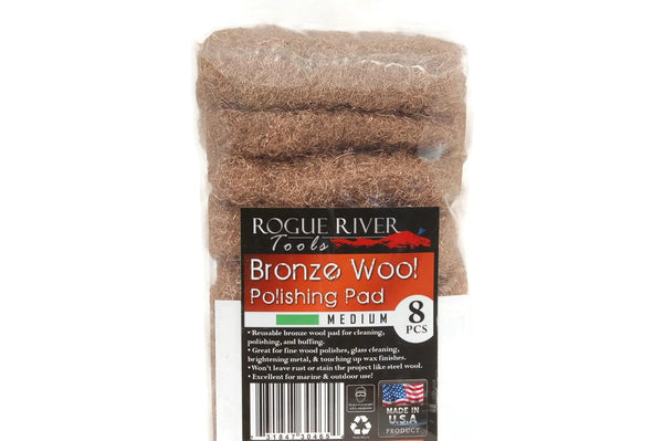Rogue River Tools Bronze Wool Pads, 8pc Medium