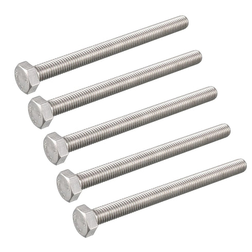 uxcell M8 x 100mm A2 Stainless Steel Fully Threaded Hex Head Screw Bolt (5 Pcs)
