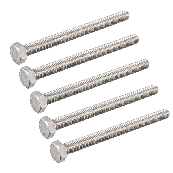 uxcell M8 x 100mm A2 Stainless Steel Fully Threaded Hex Head Screw Bolt (5 Pcs)