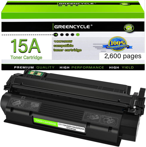 greencycle High Yield 15A C7115A Black Toner Cartridge Replacement Compatible for HP Laserjet 1000 1005 (1-Pack, Black)