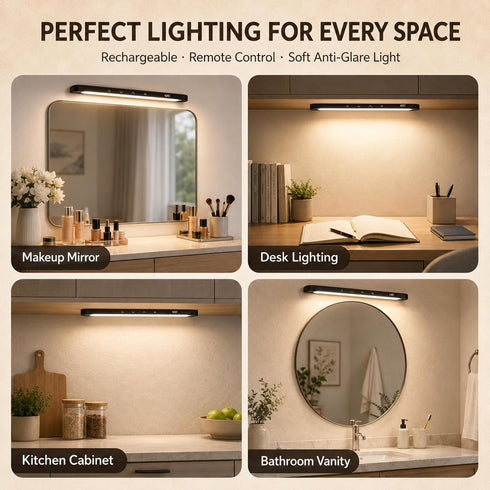JKHTBDM Dimmable Lights,2500mAh LED,5W 120 Closet, Mirror Rechargeable Under Cabinet Makeup Light with LEDs, Stick On
