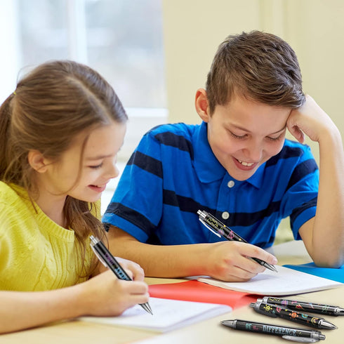 Gueevin 10 Pcs Inspirational Ballpoint Pens, Motivational Quote Pens with Stylus Tip, Colorful Metal Writing Pen Set