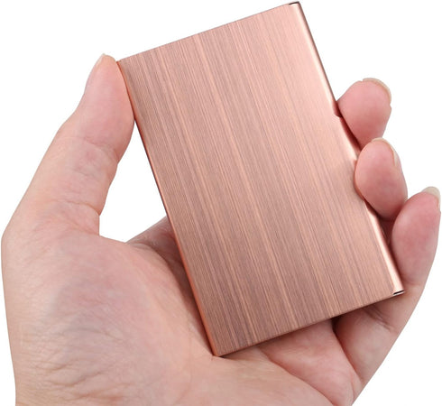 Slim Business Card Holder, Pocket Metal Case for Men & Women, Professional Stainless Steel Business Card Holders, Rose