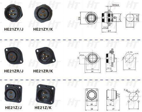 HangTon HE21 8 Pin Electrical Connector, Circular Waterproof Aviation Quick Disconnect Cable Male Female Plug Socket