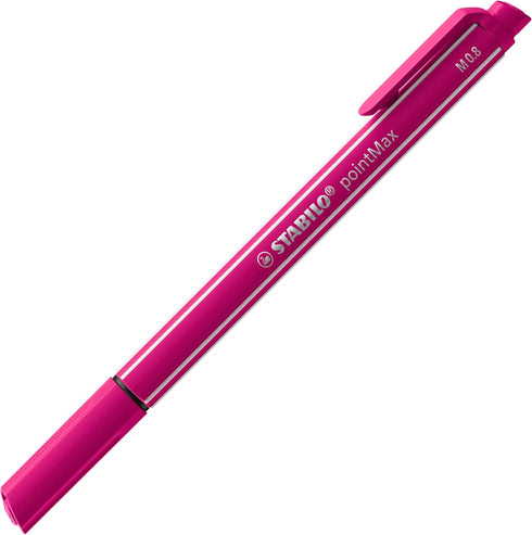 STABILO Fineliner pointMax, Pack of 4, Ice Green, Light Green, Pink, Lilac, 0.8mm Medium Tip, Water Based Quick Dry Ink