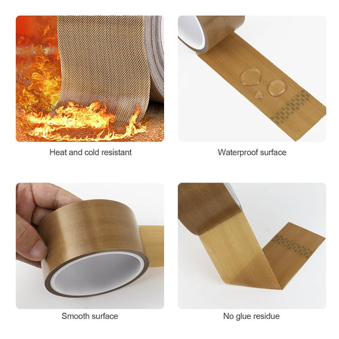 BOMEI PACK Teflon PTFE Glass Cloth Tape, 2-inch x 33 Feet, High Temperature PTFE Tape for Vacuum Sealers