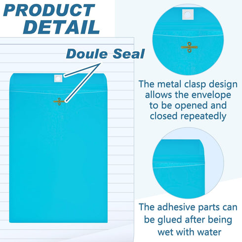 Geyee 100 Pcs Clasp Manilla Envelopes for Storing or Mailing (Blue, 6 x 9 Inch)