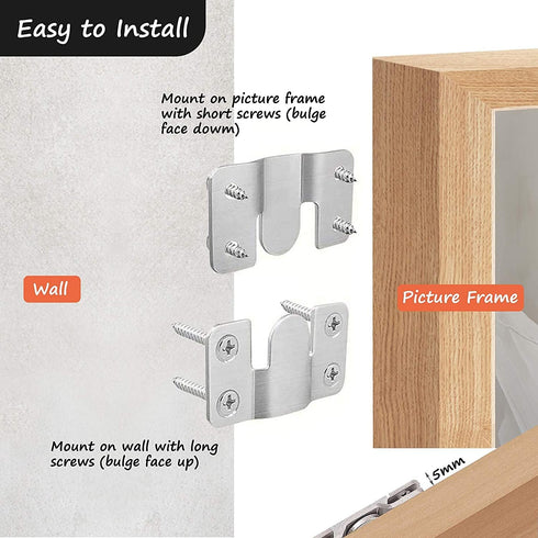 Flush Mount Bracket, 56 x 30mm Interlocking Hanging Brackets for Picture Hanging and Sectional Couch Connectors (4
