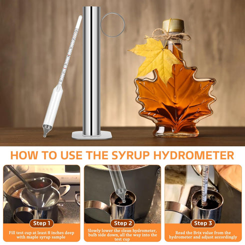 Maple Syrup Hydrometer Test Cup Kit, High Accuracy Density Kit, Stainless Steel Test Cup