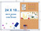 Magnetic White Board and Cork Board Combo, 24 x 18 Inches, Wall Mounted Dry Erase Bulletin Board for Home, School,