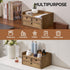 KIRIGEN Desk Organizer with Drawers - Wooden Storage Box with Trays for Office Supplies, Dark Brown
