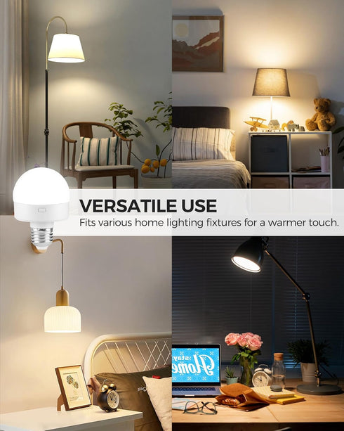 Rechargeable Light Bulbs with Remote Control, 2 Pack, Battery Operated, Timer, Dimmable Wireless Puck LED Bulb
