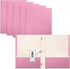 Better Office Products Pink Paper 2 Pocket Folders with Prongs, 50 Pack, Letter Size with 3 Metal Prong Clips