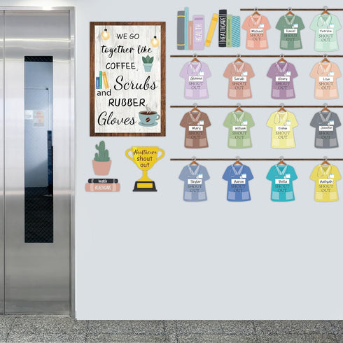 Healthy Bulletin Board Set for Healthcare Workers, DIY Crafts Health Shout Out Cutouts for Nursing School Classroom