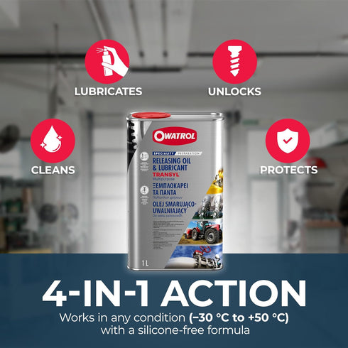 OWATROL 34 Oz (1 TRANSYL Penetrating Oil L) Multi-Purpose Lubricant & Rust Remover, Loosens Stuck Bolts, Dissolves