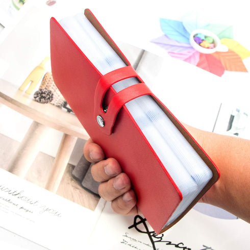 Padike RFID Credit Card Holder, Business Card Organizer with 96 Card Slots, Credit Card Protector (Red)