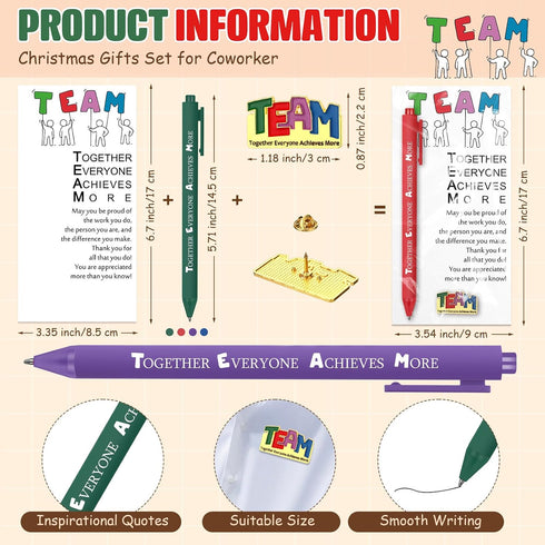 Dunzoom 40 Sets Team Pens Gifts Bulk Employee Appreciation Gift Gold Lapel Pin Inspirational Ballpoint Pen Thank You