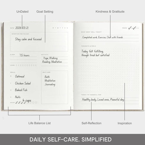 91-Day And Per Se Wellness Journal Self Care & Mental Health Planner | Track Sleep, Diet & Goals with Lay-Flat