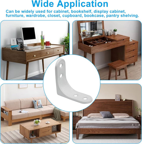 Moicstiy 8 2 Inch Pcs L Brackets, Corner Braces with Screws for Shelves Support, Cabinet Hardware, Furniture Repair