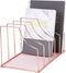 Simmer Stone File Sorter Organizer, 5 Section Magazine Holder Rack for Mail, Paper, Document, Folder, Rose Gold