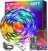 KSIPZE Led Lights for Bedroom 48ft Led Strip Lights with Remote RGB