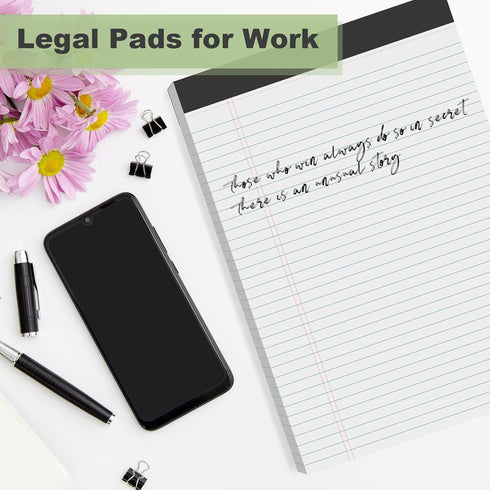 Legal Pads 8.5 x 11 inch Notepad, 2 Pack White Note Pads, 30 Sheets Per Writing Pad, College Ruled for School, Home,