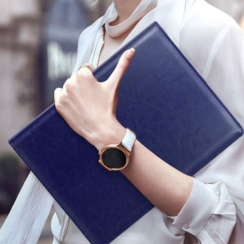 WAVEYU Padfolio Clipboard Folder, Faux Leather Storage Clipboard for Letter Size A4 Notepad, Blue
