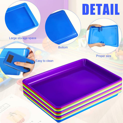 Maitys 15 Pcs Flat Plastic Trays 16.1 x 11.8'' Sensory Storage Tray, Stackable Classroom Bins for Office Home Organizer
