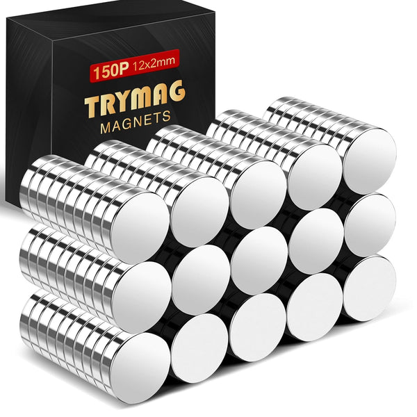 TRYMAG Small Magnets 150Pcs Neodymium Round Magnets for Refrigerator, Office, Whiteboard, Crafts, DIY