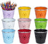 9 Pack Metal Pen Holders, Colorful Desktop Pencil Cups with Flower Pattern, Mini Pencil Bucket, Makeup Brush Storage