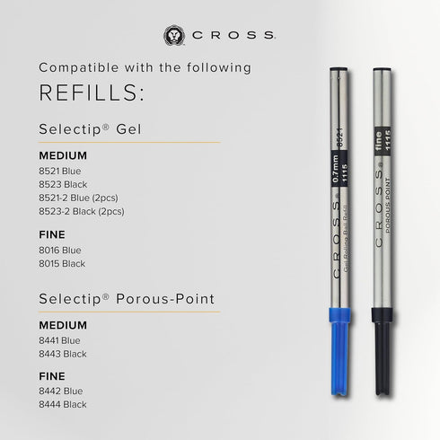 Cross Bailey Light Refillable Rollerball Pen - Medium Point, Black Ink, Presented in Gift Box (Polished Green)