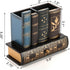 Tosnail Decorative Pen Holder with Storage Drawer, Antique Library Design Wooden Pencil Organizer for Office Supplies