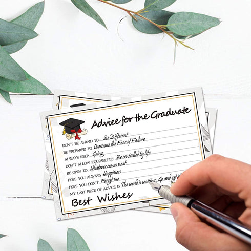 Graduation Wish Cards - 50PCs High School or College Graduation Advice Cards for 2025 Celebration Party Supplies