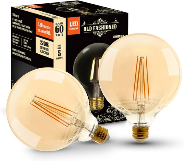Xtricity Dimmable G40 Filament Vintage Edison Style Light Bulb, 5W (60W Equivalent), E26 Medium Base for Decoration
