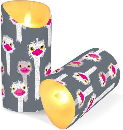 decor gift 2/4/6/8H Indoor Decor Fake Candles with Timer Funny Paradise Emu Head Gray Remote Control Candles