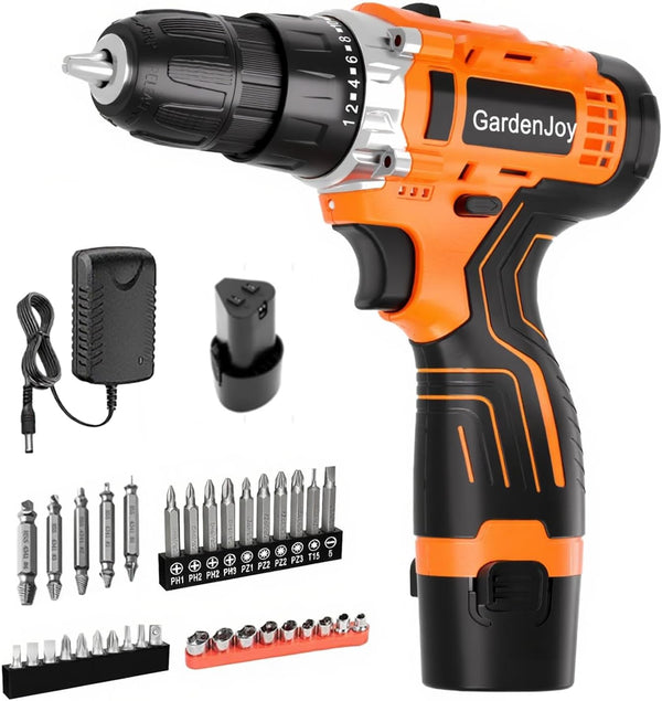 12V Cordless Electric Drill Driver Set, Powerful Lightweight Portable Rechargeable Screwdriver 42pcs