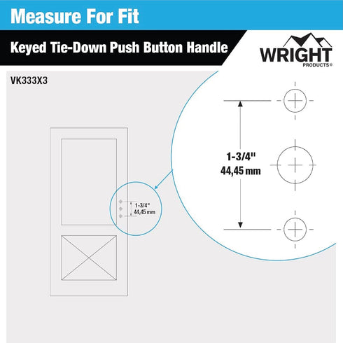 Wright Products VK333X3 Tie Down Keyed Push Button Door Latch for Storm and Screen Doors, Aluminum